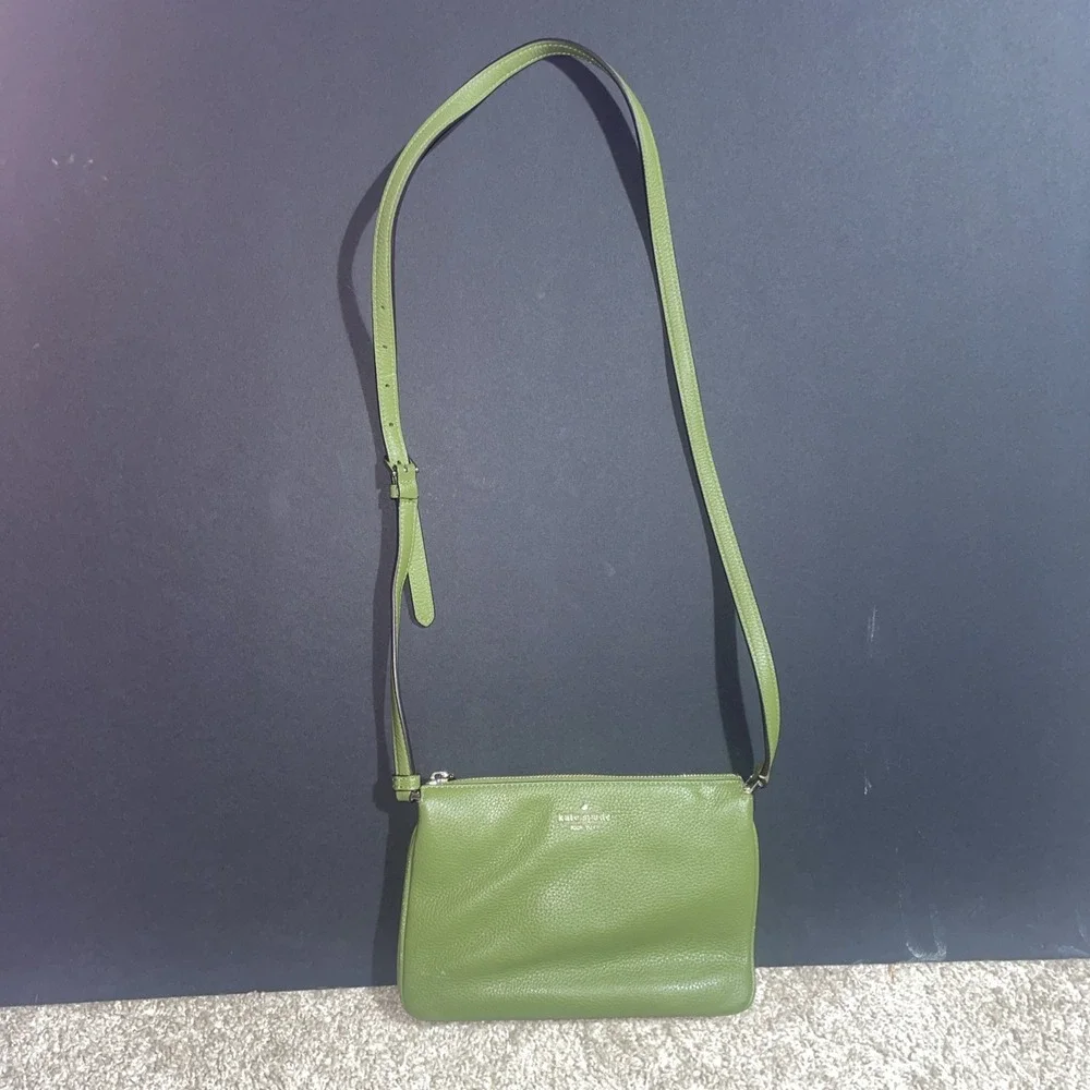 Kate Spade Olive Green‎ Pebbled Leather Shoulder Bag